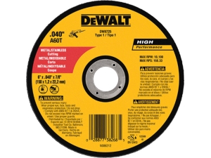 WHEEL, CUT-OFF, 6" X .040" X 7/8", DW8725, 25/BX