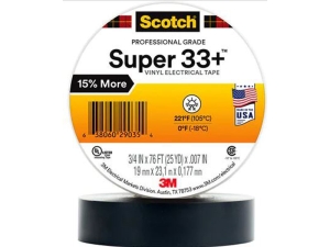 TAPE, ELECTRICAL, BLACK 3M SUPER 33 VINYL 3 /4" X 66'