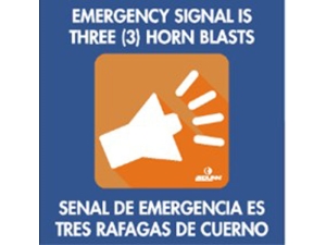 SIGN, E RESPONSE, 12X12, THREE HORN BLASTS, BILINGUAL