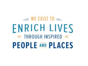SIGN, ENRICH LIVES, JE DUNN TRAILER, 36"X20", BLUE