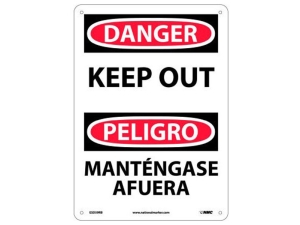 SIGN, DANGER KEEP OUT, BILINGUAL, 14"x20"