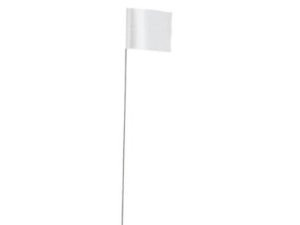 FLAGS, STAKE, 21" WHITE, 2.5"x3.5", 100/BUNDLE